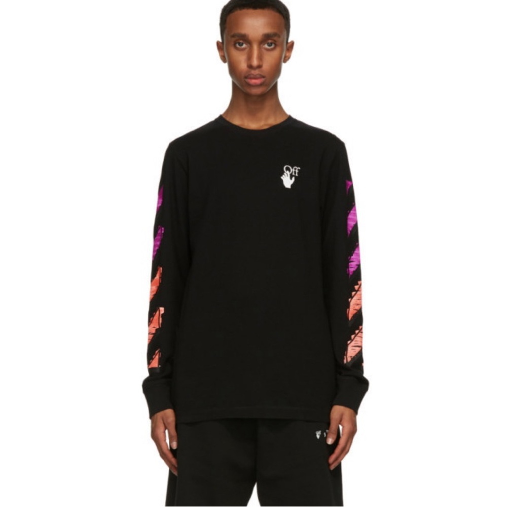 OFF-WHITE Diagonal Striped Marker Long Sleeve T-shirt M